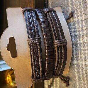 Boho Leather and Cord Stacked Bracelets